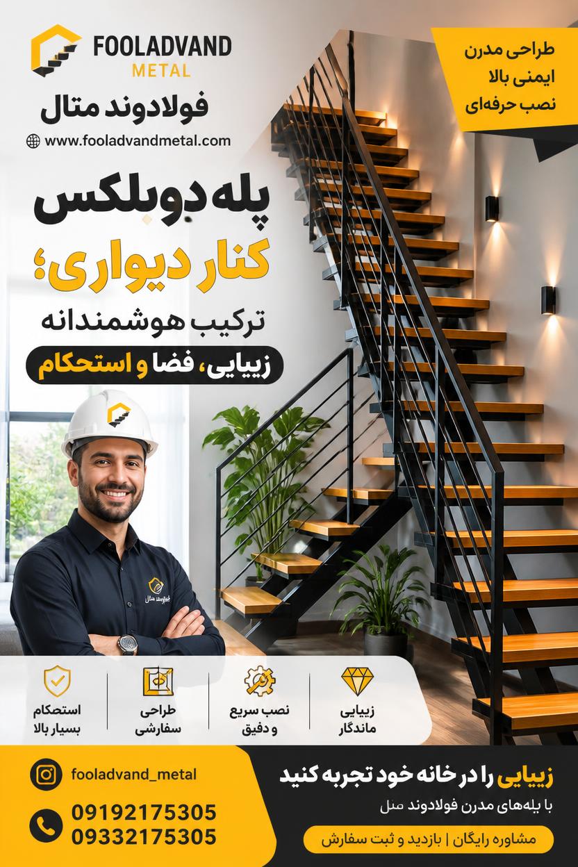 پله دوبلکس کنار دیواری