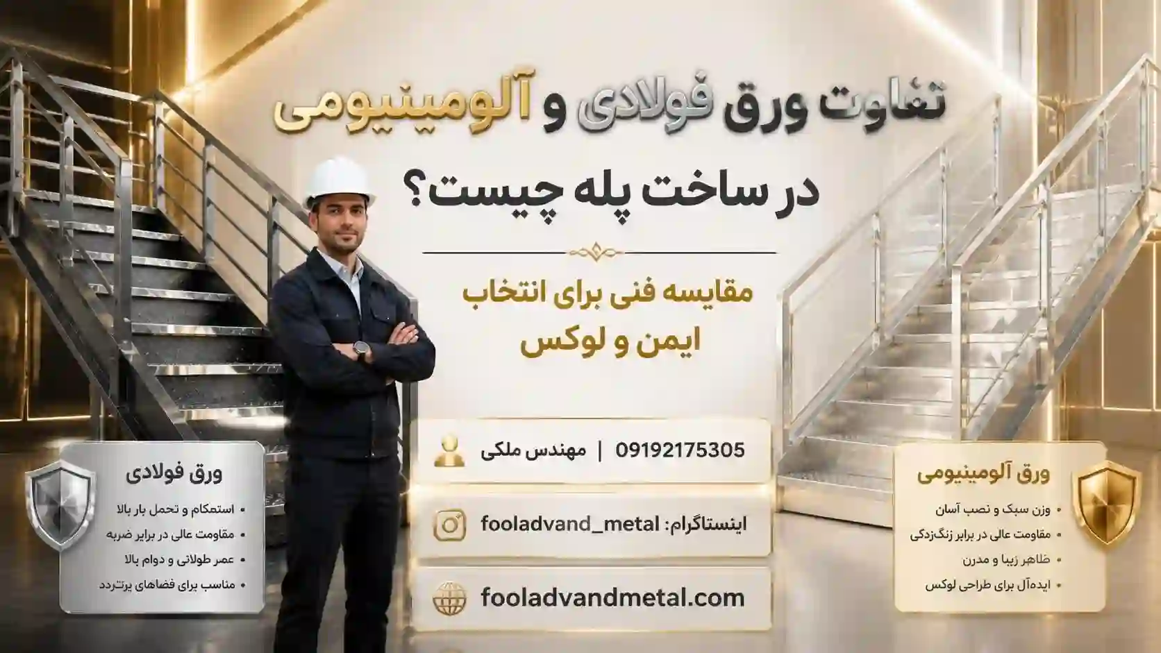 تفاوت ورق فولادی و آلومینیومی در ساخت پله چیست؟